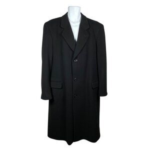 Silver Cloud Cashmere Blend Trench Overcoat Mens 44 Black Single Breasted